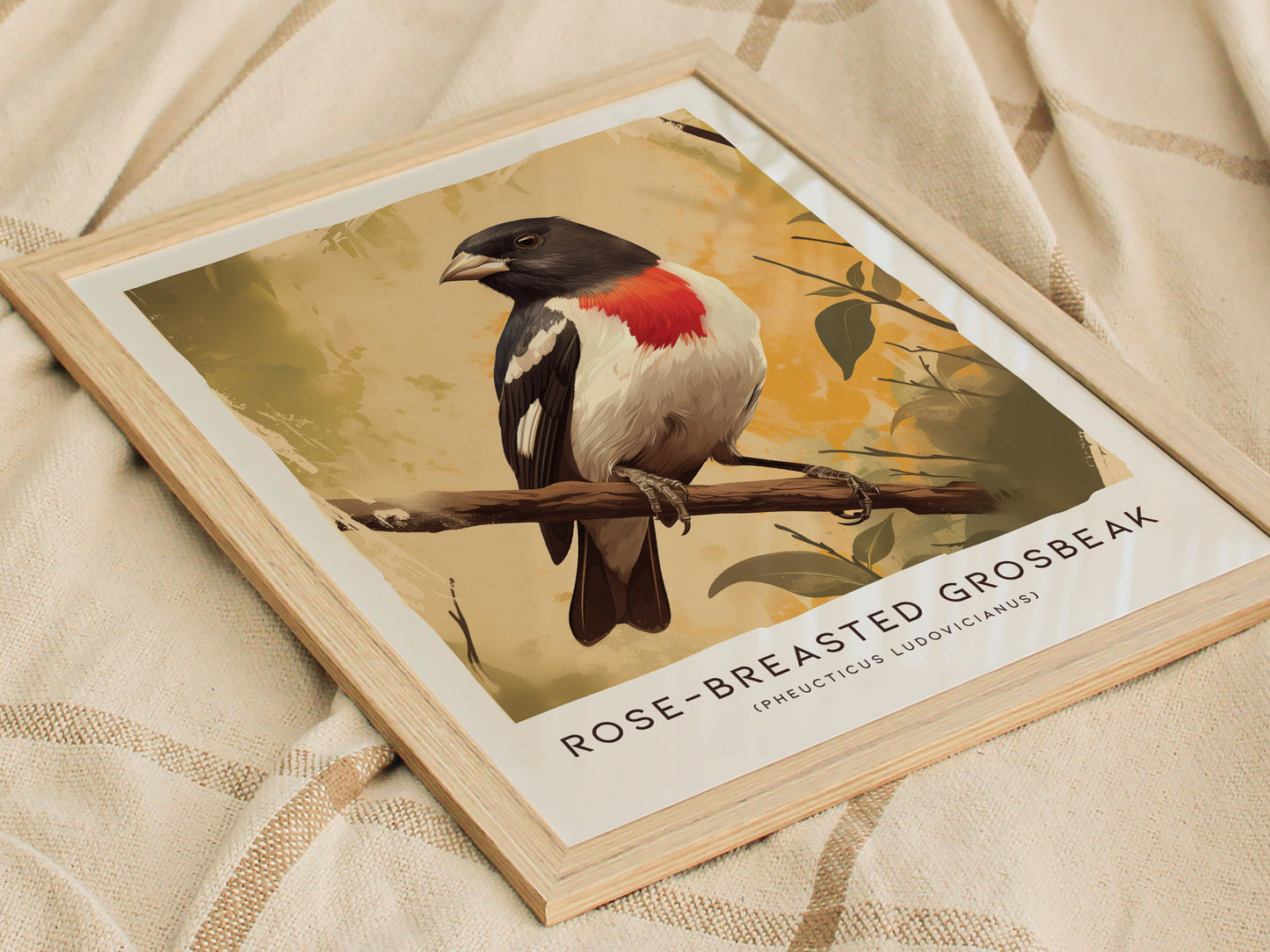 Rose-breasted Grosbeak Art | Songbird Poster Gift for Birdwatchers