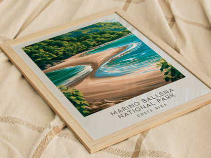 Marino Ballena National Park Matte Border Poster | Costa Rica Travel Wall Art — styled in a modern interior