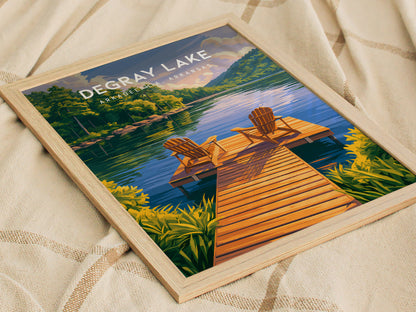 DeGray Lake, Arkadelphia, Arkansas Poster | Lakeside Serenity Travel Wall Art — styled in a modern interior