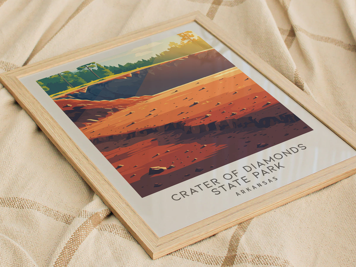 Crater of Diamonds State Park Matte Border Poster | Arkansas Destination Print Travel Wall Art — styled in a modern interior