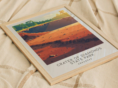 Crater of Diamonds State Park Matte Border Poster | Arkansas Destination Print Travel Wall Art — styled in a modern interior