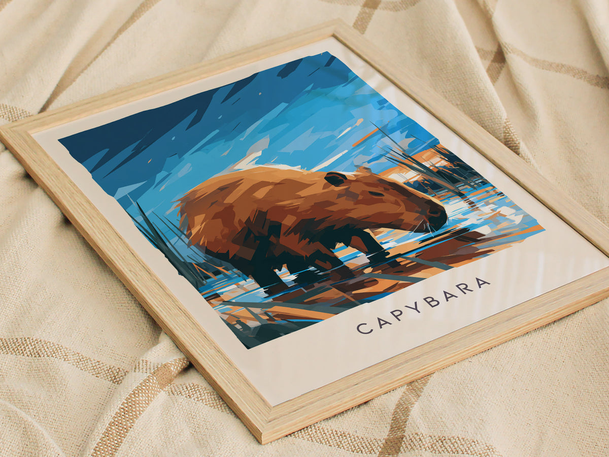 Capybara, Hydrochoerus hydrochaeris Poster | Gentle Giant Wildlife Wall Art — styled in a modern interior
