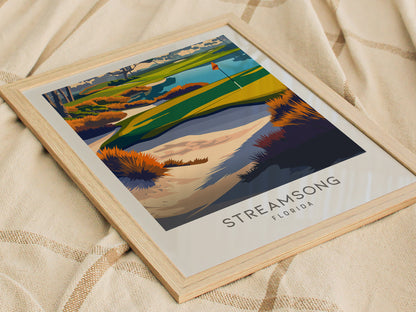 Streamsong Matte Border Poster | Florida Golf Course Print & Country Club Decor — styled in a modern interior