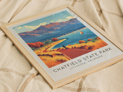 Chatfield State Park Matte Border Poster | Littleton, Colorado Travel Wall Art — styled in a modern interior