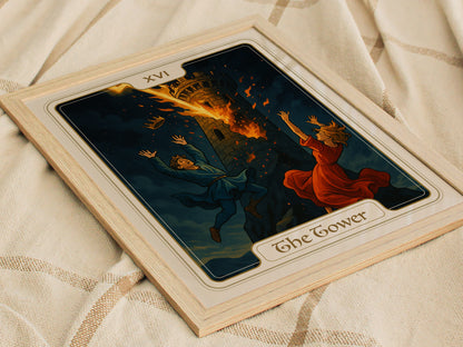 The Tower Tarot Poster | Major Arcana Art | Vintage Art Nouveau Gift
