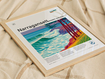 Narragansett, Rhode Island Poster | Surf Wall Art Beach House Decor — styled in a modern interior