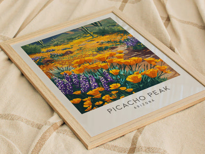 Picacho Peak Matte Border Poster | Arizona Travel Wall Art — styled in a modern interior
