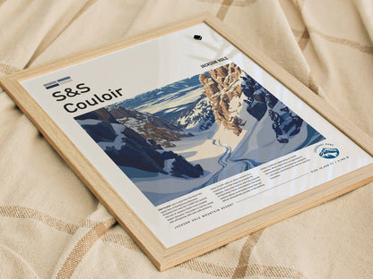S&S Couloir, Jackson Hole Poster | Steep Chute Alpine Print Wall Art — styled in a modern interior