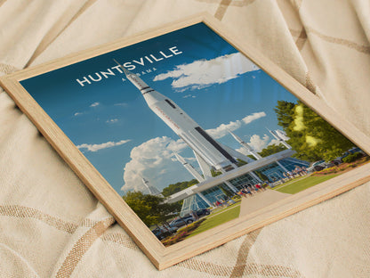 Huntsville, Alabama Poster | Rocket City Space & Southern Charm Wall Art — styled in a modern interior