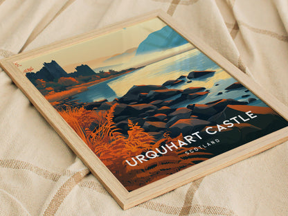 Urquhart Castle, Scotland Poster | Loch Ness Highland Ruins Wall Art — styled in a modern interior