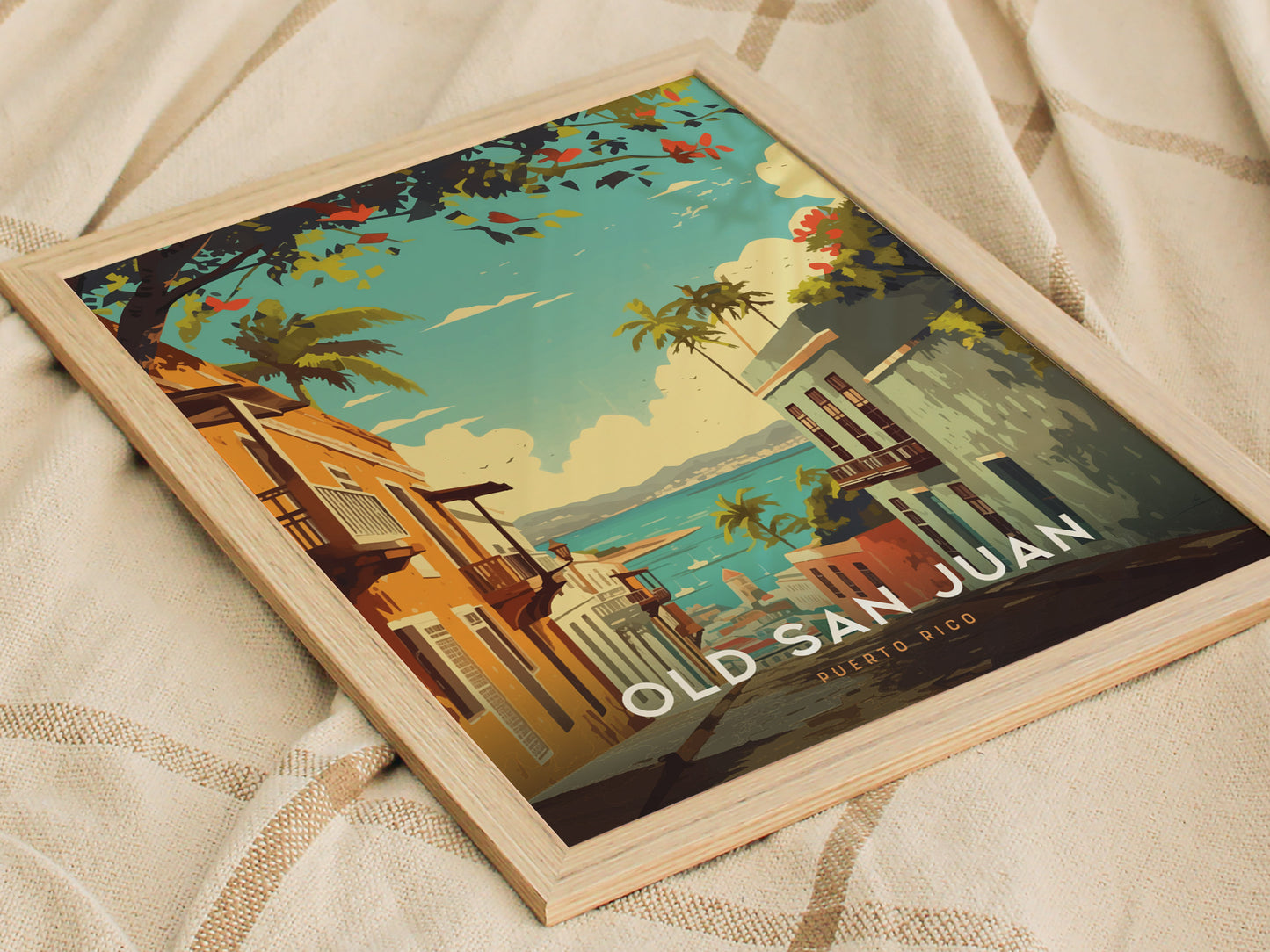 Old San Juan Poster | Puerto Rico Historic District Wall Art Print