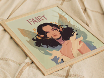 Fairy Fantasy Poster | Kids Room Mythical Wall Art | Framed or Unframed