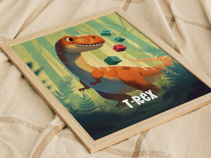 T-Rex Poster | Adventure Dinos Kids Room Art | Dinosaur Nursery Gift