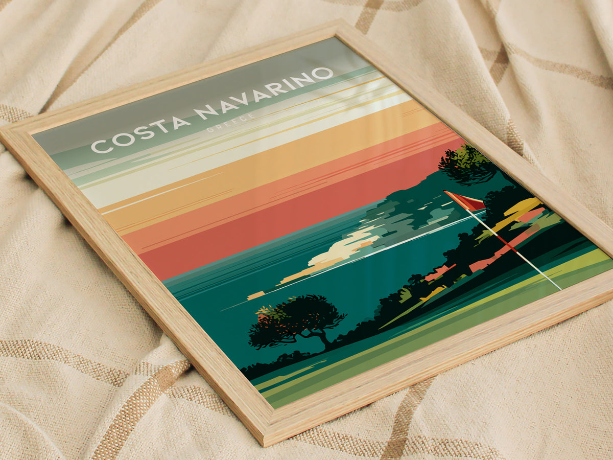 Costa Navarino, Greece Poster | Mediterranean Links Golfer Gift Wall Art — styled in a modern interior