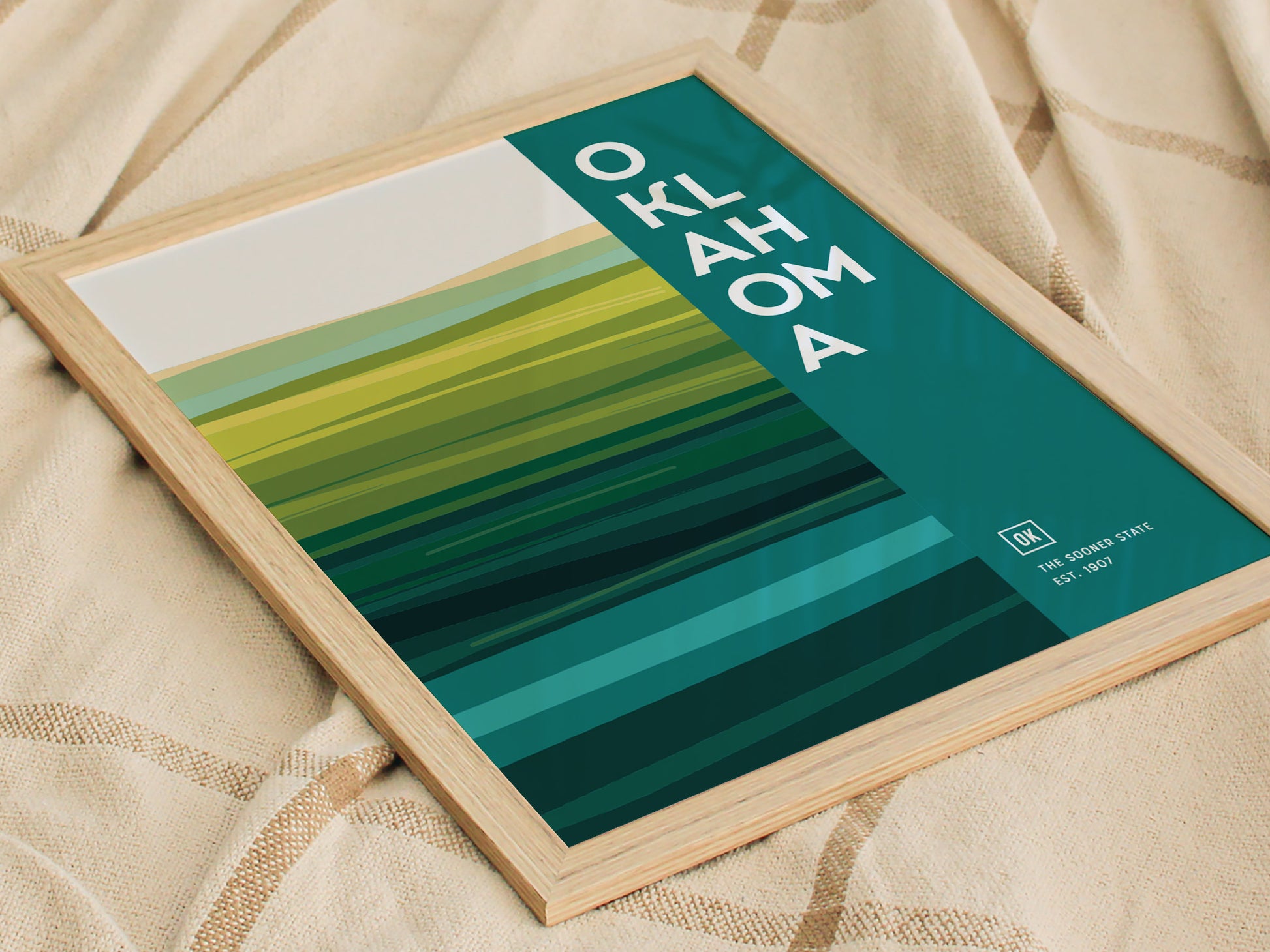 Oklahoma Sooner State Poster | Abstract Tallgrass Prairie Wall Art Print