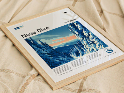 Nose Dive, Stowe, Vermont Poster | Bold Ski Run Mountain Wall Art — styled in a modern interior