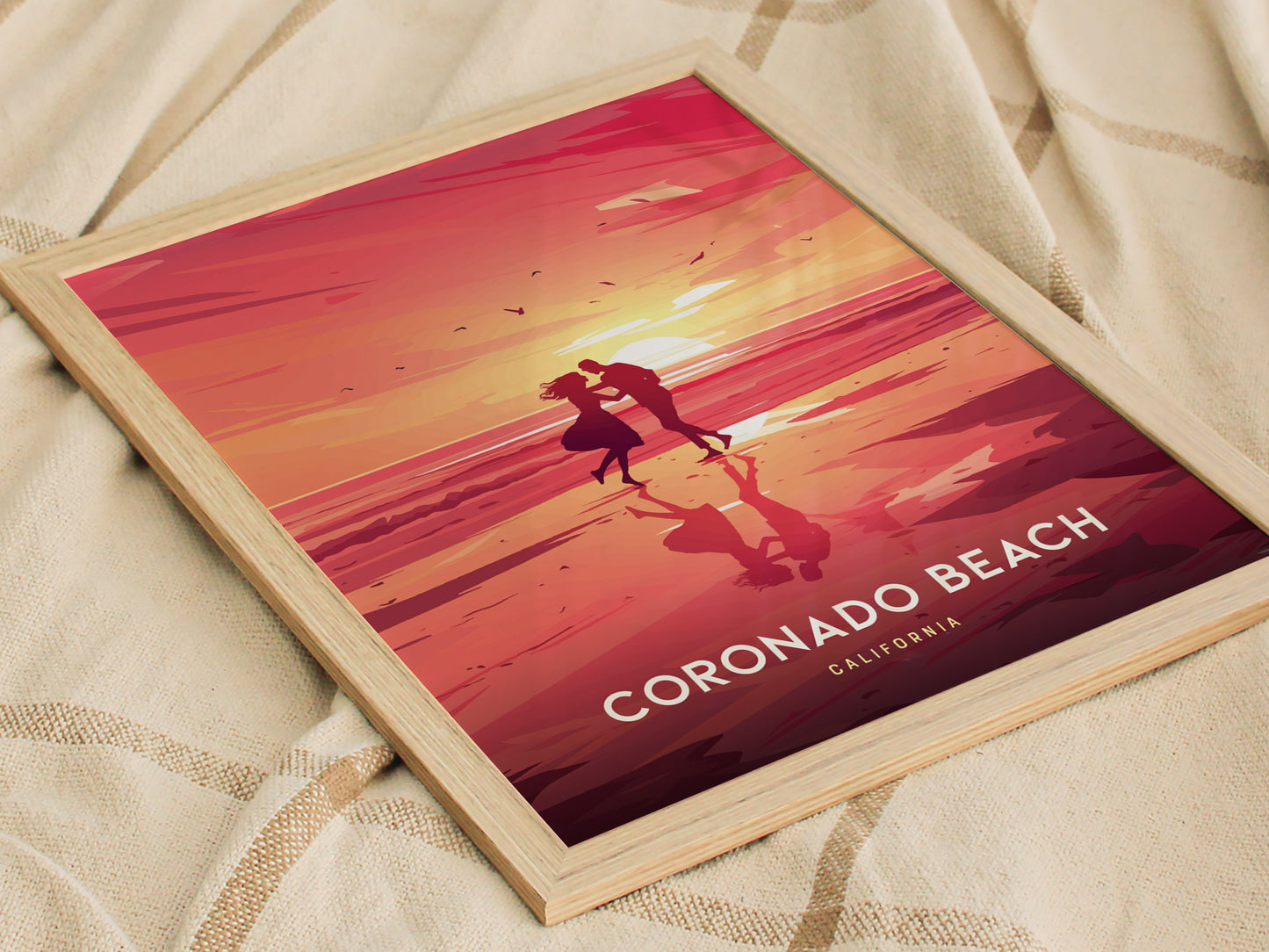 Coronado Beach Poster | San Diego California Coastal Wall Art | Framed or Unframed