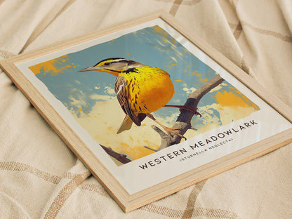 Western Meadowlark Poster | Official State Bird Prairie Songbird Art