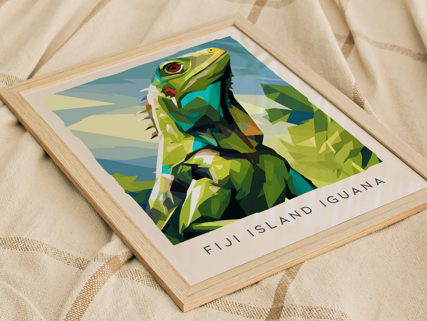 Fiji Island Iguana Poster | Tropical Reptile Paradise Wildlife Wall Art — styled in a modern interior