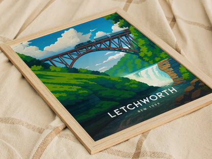 Letchworth State Park Poster | New York Travel Print Wall Art | Framed or Unframed