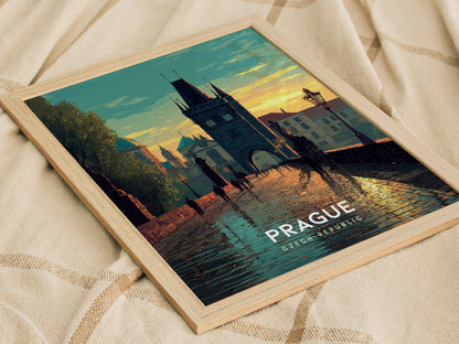 Prague Poster | Charles Bridge Sunset Art | Czech Republic Travel