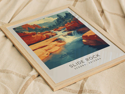Slide Rock Matte Border Poster | Sedona, Arizona Travel Wall Art — styled in a modern interior