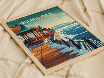 Quebec City, Canada Poster | Old World Charm Cobblestone Streets Wall Art — styled in a modern interior