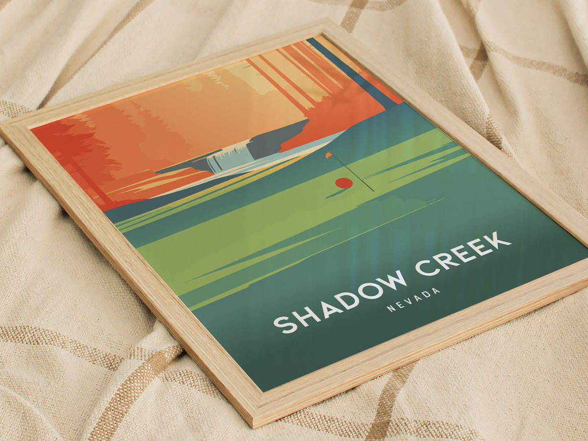 Shadow Creek, Nevada Poster | Desert Fairway Golf Course Print Wall Art — styled in a modern interior
