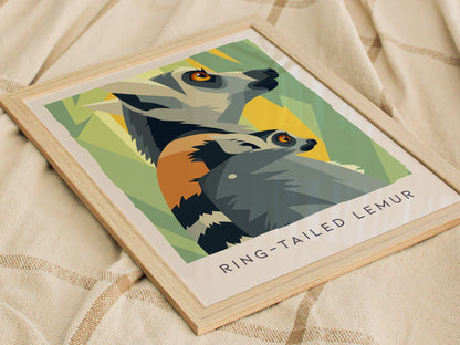 Ring-tailed Lemur Poster | Madagascar Wildlife Wall Art — styled in a modern interior