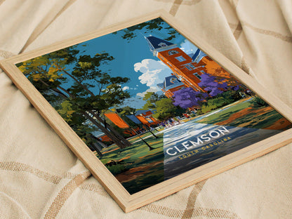 Clemson South Carolina Poster | College Town University Campus Wall Art