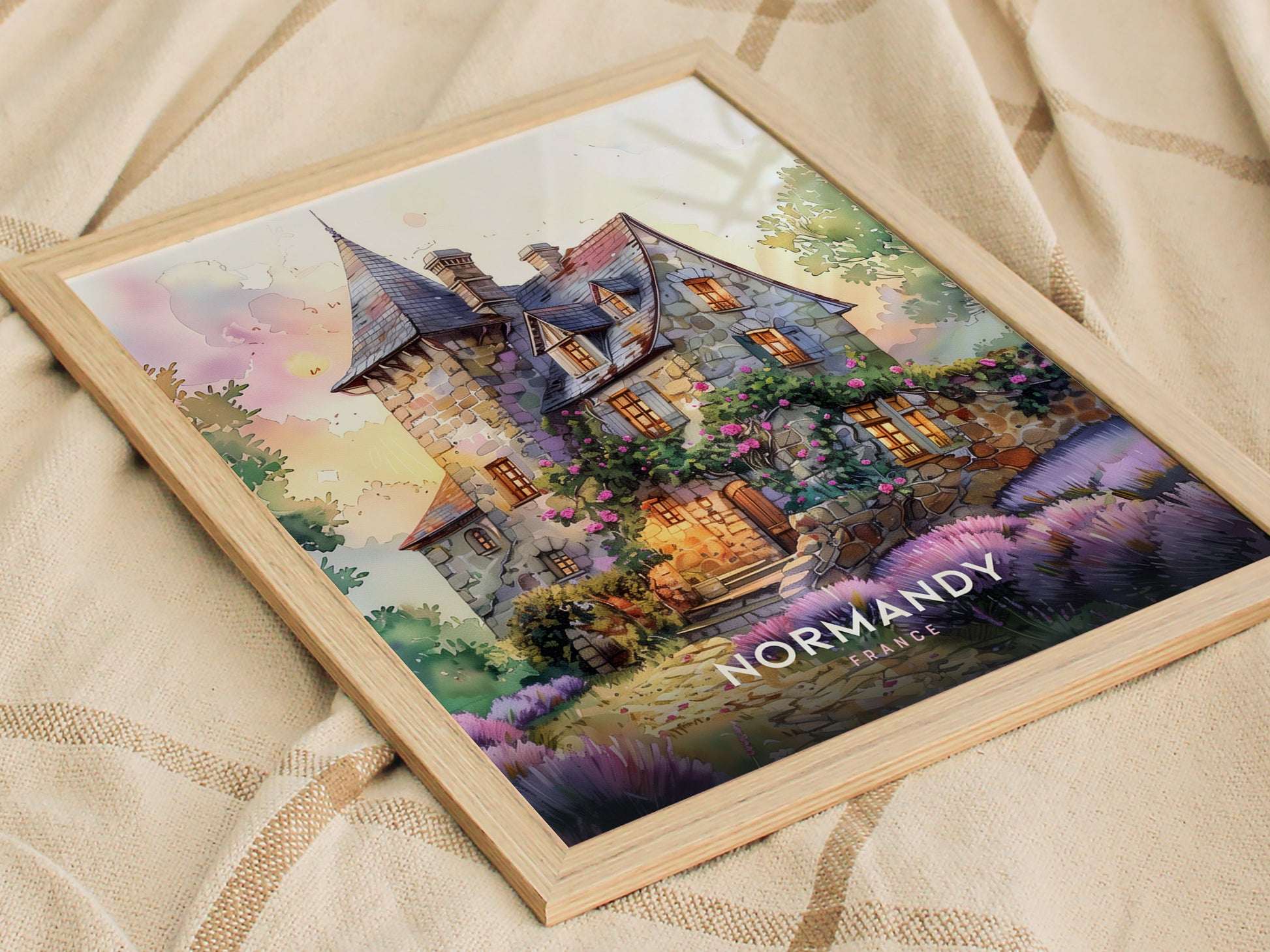 Normandy France Poster | Countryside Cottage Wall Art Print