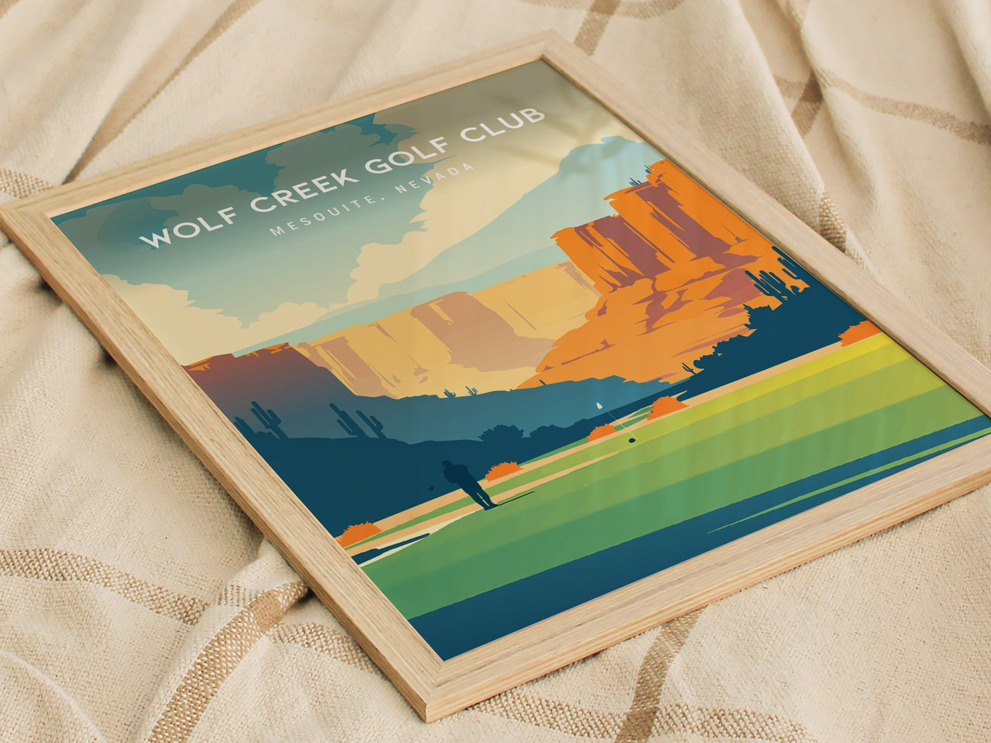 Wolf Creek Golf Club, Mesquite, Nevada Poster | Desert Canyon Links Golfer Gift Wall Art — styled in a modern interior
