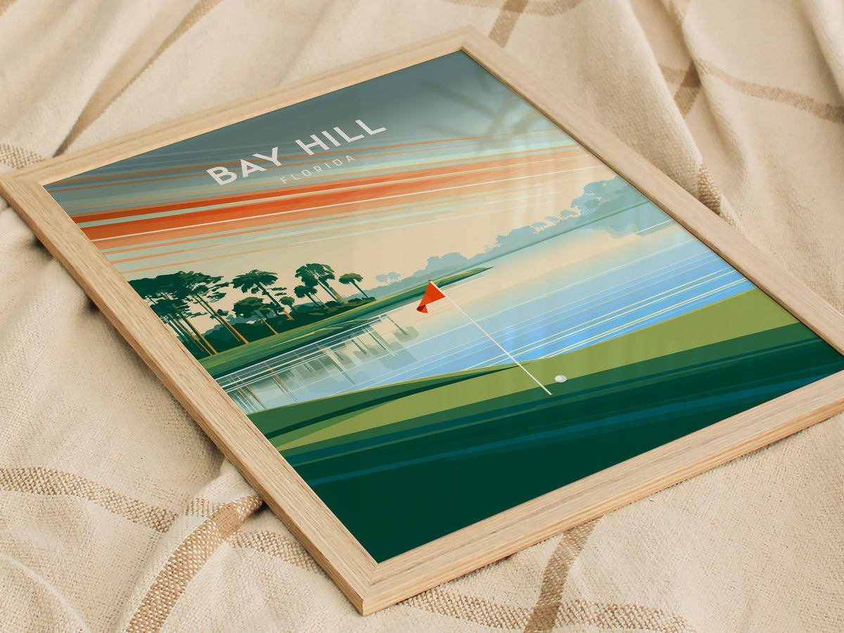 Bay Hill, Florida Poster | Links Poster & Country Club Decor Wall Art — styled in a modern interior