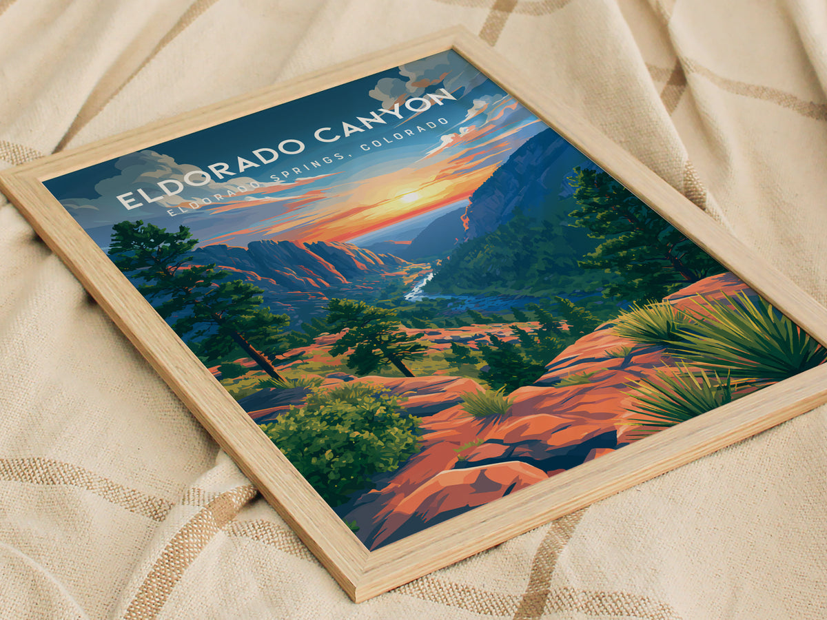 Eldorado Canyon, Eldorado Springs, Colorado Poster | Rocky Mountain Travel Wall Art — styled in a modern interior
