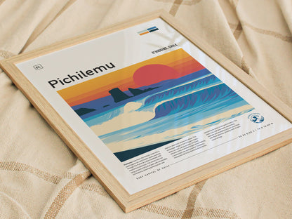Pichilemu, Chile Poster | Pacific Surf & Coastal Cliffs Wall Art — styled in a modern interior
