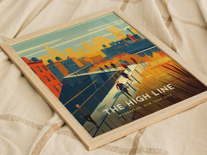 High Line NYC Poster | Manhattan Elevated Park Travel Art | New York Gift