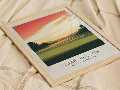 Quail Hollow Matte Border Poster | North Carolina Golf Course Print & Country Club Decor — styled in a modern interior