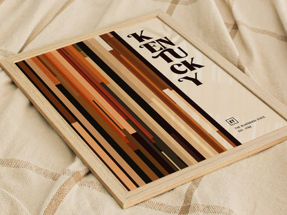 Kentucky The Bluegrass State Poster Abstract Bourbon Wall Art