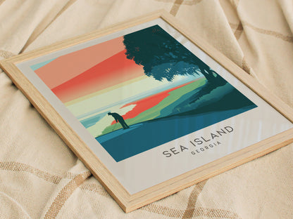 Sea Island Matte Border Poster | Georgia Golf Course Print & Country Club Decor — styled in a modern interior