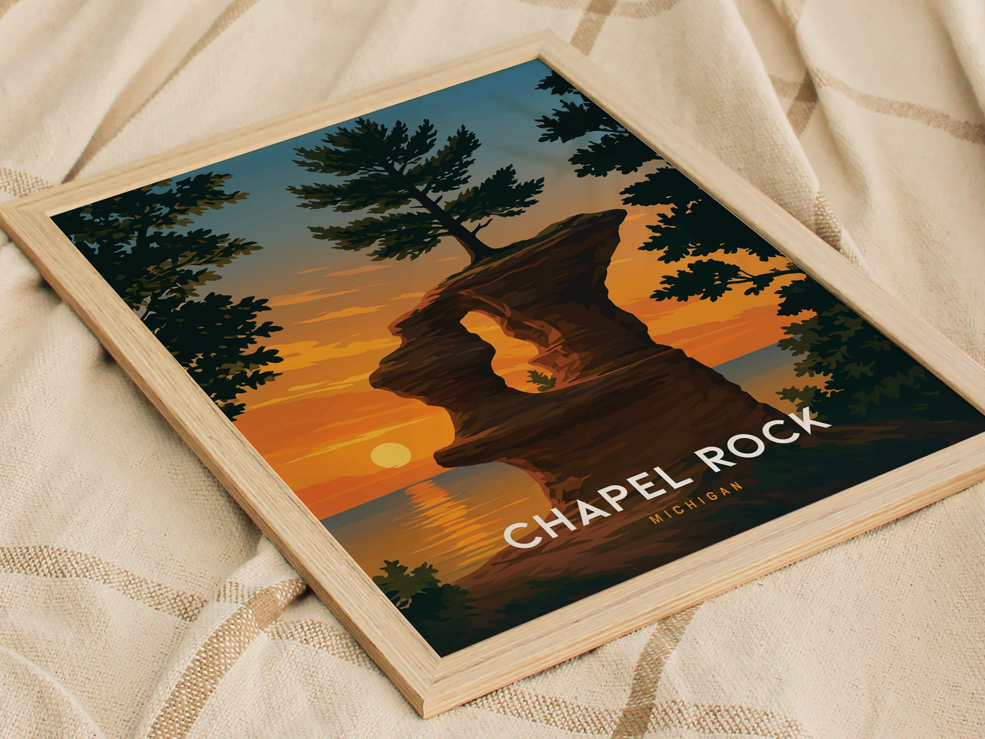 Chapel Rock Michigan Poster | Pictured Rocks Lake Superior Wall Art | Framed or Unframed