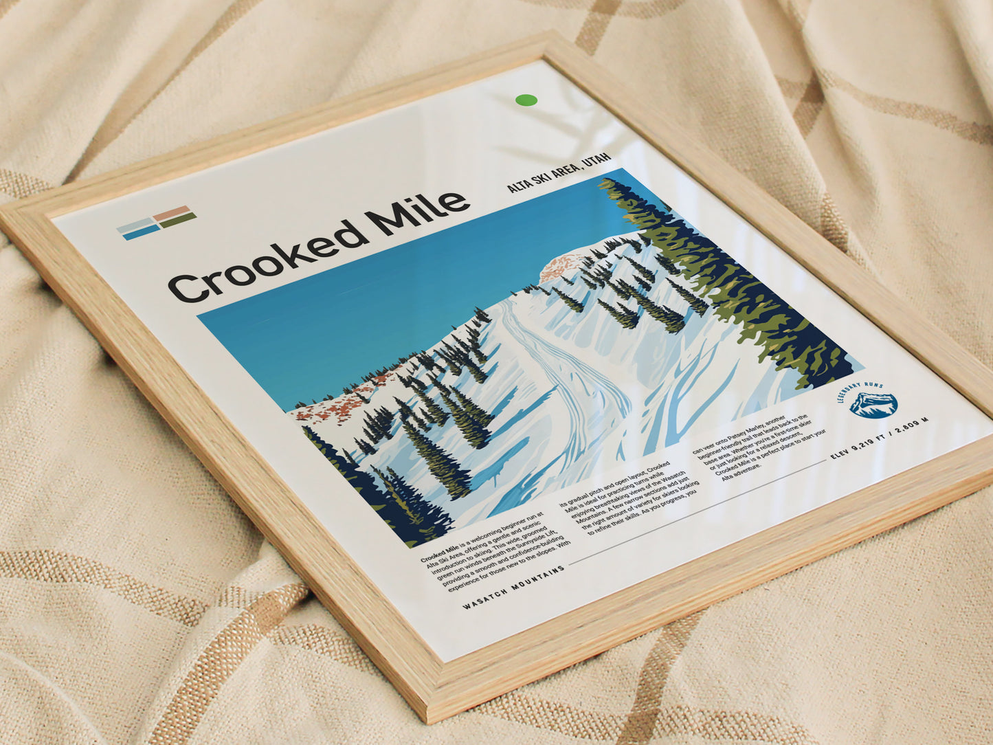 Crooked Mile Alta Ski Area Poster | Utah Skiing Resort Wall Art | Framed or Unframed