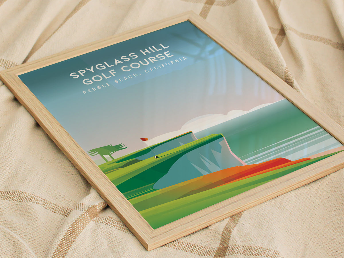 Spyglass Hill Golf Course, Pebble Beach, California Poster | Iconic Links Golfer Gift Wall Art — styled in a modern interior