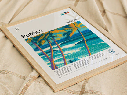 Publics, Hawaii Poster | Tropical Surf Break Island Wall Art — styled in a modern interior