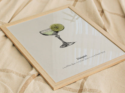 Daiquiri Poster | Vintage Cocktail Scientific Illustration Wall Art — styled in a modern interior