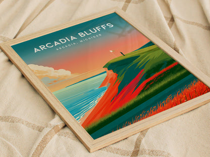 Arcadia Bluffs, Arcadia, Michigan Poster | Links Poster Golfer Gift Wall Art — styled in a modern interior