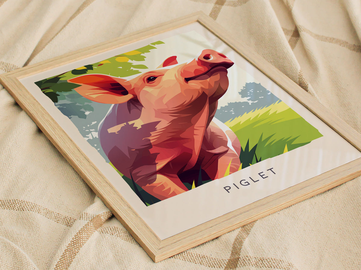 Piglet, Sus scrofa domesticus Poster | Adorable Farm Wildlife Nature Poster Wall Art — styled in a modern interior