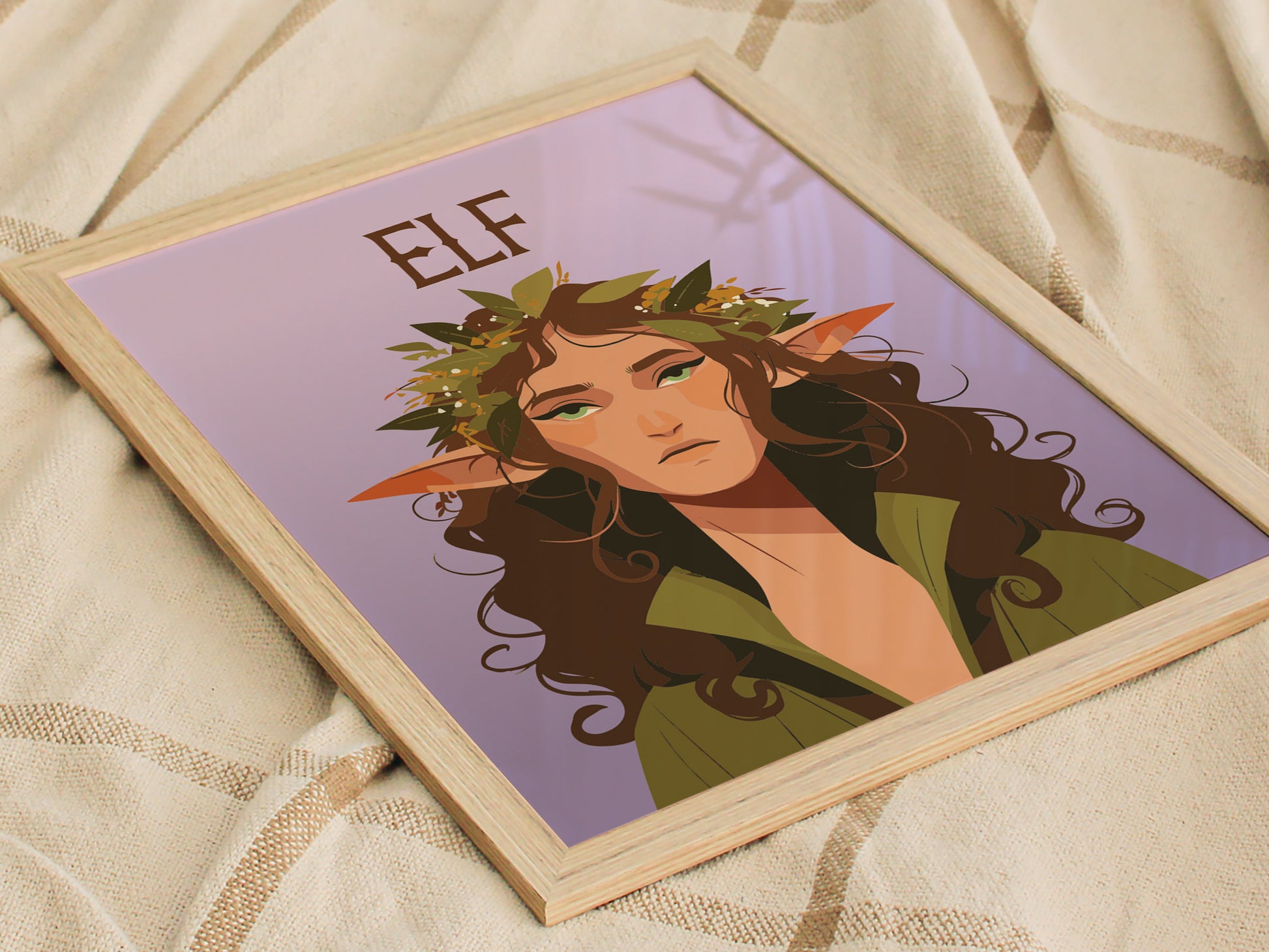Elf Fantasy Portrait | LOTR Kids Room Wall Art | Framed or Unframed