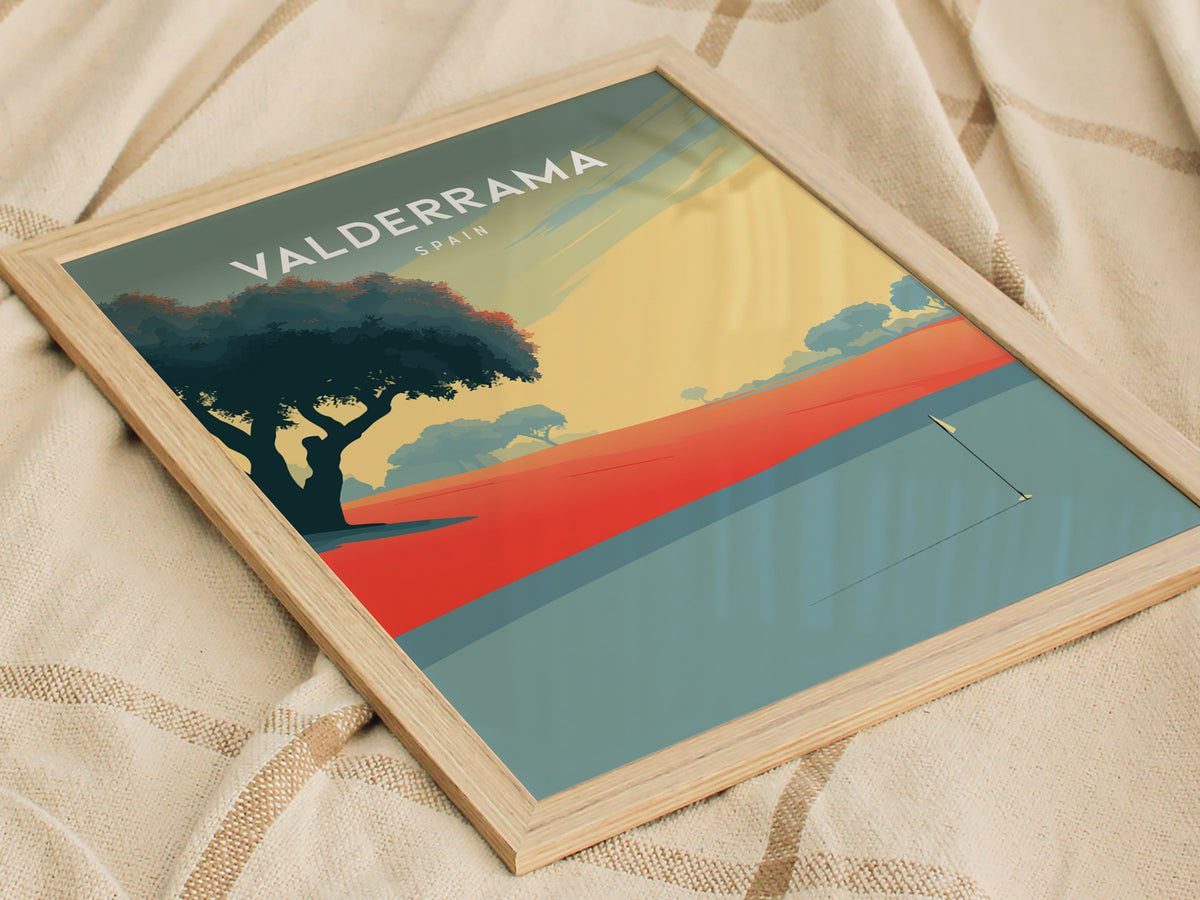 Valderrama, Spain Poster | Sunlit Fairways & Clubhouse Golf Wall Art — styled in a modern interior