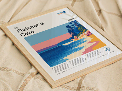 Fletcher's Cove Poster | Surf Break & Coastal Cliffs Wall Art — styled in a modern interior