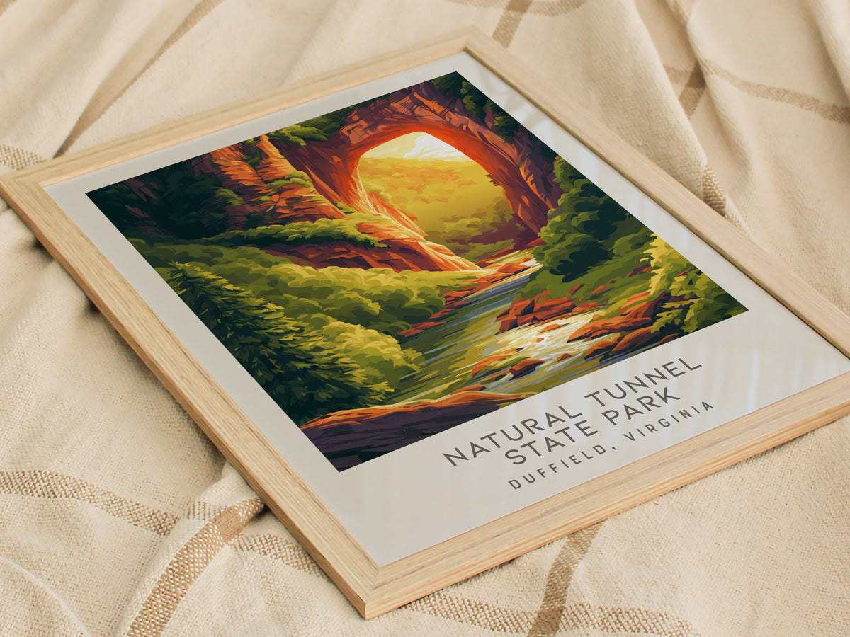 Natural Tunnel State Park Matte Border Poster | Duffield, Virginia Travel Wall Art — styled in a modern interior